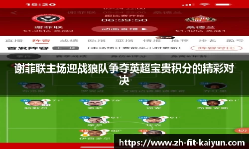 谢菲联主场迎战狼队争夺英超宝贵积分的精彩对决